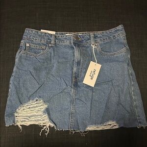 Refuge Blue Distressed Denim Mini Skirt